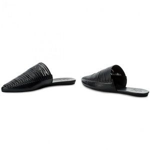 TORY BURCH Sienna Woven Leather Pointy Toe Mule Shoes Slip on Navy Blue 8